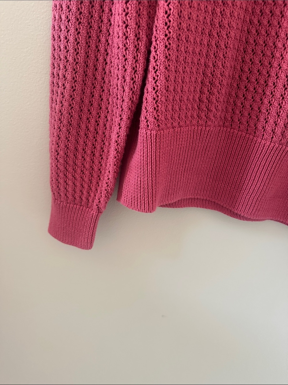 VARLEY Womens Clay Open Stitch Cotton Sweater in Rose Wine Size XS Lightweight - Picture 7 of 11